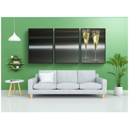 фото Набор модулных постеров для интерьера "игристое вино, очки, стекло" 60x90 см. в тубусе, без рамки lotsprints