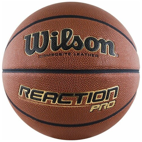 фото Мяч баскетбольный wilson reaction pro, арт.wtb10137xb07, р.7, синт. pu, бутиловая камера , коричневый