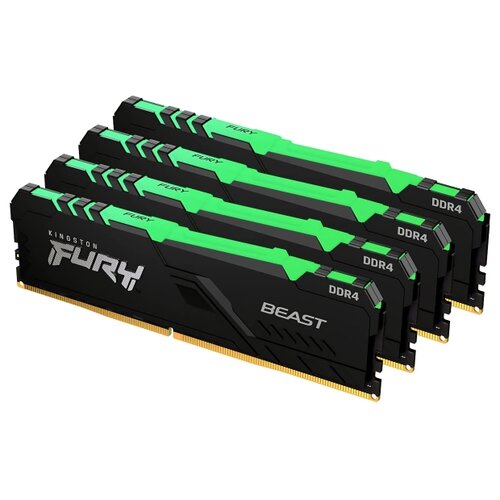 Оперативная память Kingston FURY Beast RGB 128 ГБ (32 ГБ x 4 шт.) DDR4 2666 МГц DIMM CL16 KF426C16BBAK4/128 оперативная память kingston fury beast 128 гб 32 гб x 4 шт ddr4 2666 мгц dimm cl16 kf426c16bbk4 128