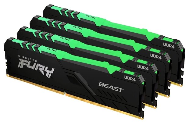 Оперативная память Kingston FURY Beast RGB 128 ГБ (32 ГБ x 4 шт.) DDR4 2666 МГц DIMM CL16 KF426C16BBAK4/128