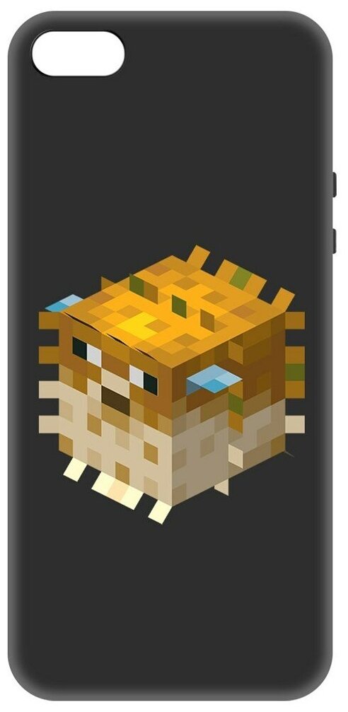 Чехол-накладка Krutoff Soft Case Minecraft-Иглобрюх для iPhone 5/5s черный