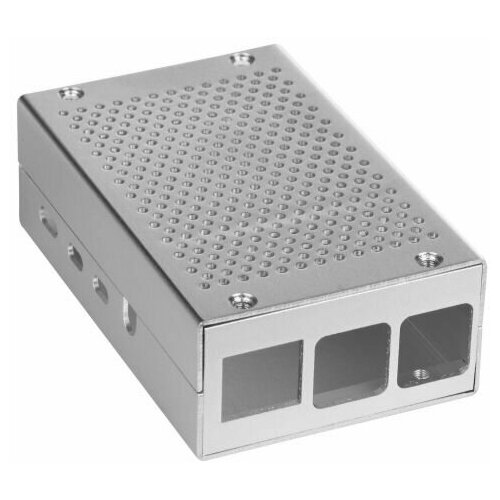 Корпус Qumo RS027 Aluminium Case for Raspberry Pi 4, silver, перфорированный