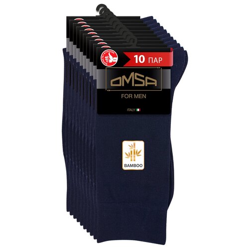 Носки мужские OMSA CLASSIC 205, высокие, длинные, классические, бамбуковые, 2Blu/2Grigio Chiaro/2Grigio Scuro/4Nero 45-47. Набор - 10 шт