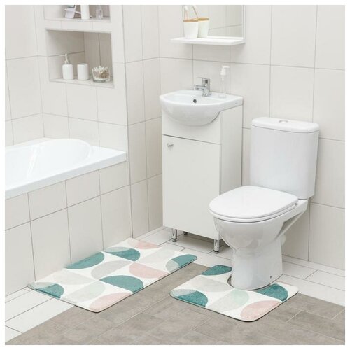 фото Набор ковриков для ванной и туалета savanna «ментол», 2 шт: 50×80 см, 40×50 см