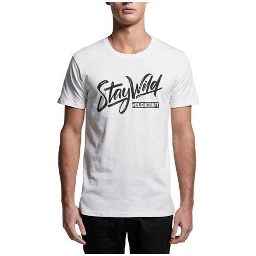 фото Футболка мужская "stay wild / bushcraft / бушкрафт", белая black pack