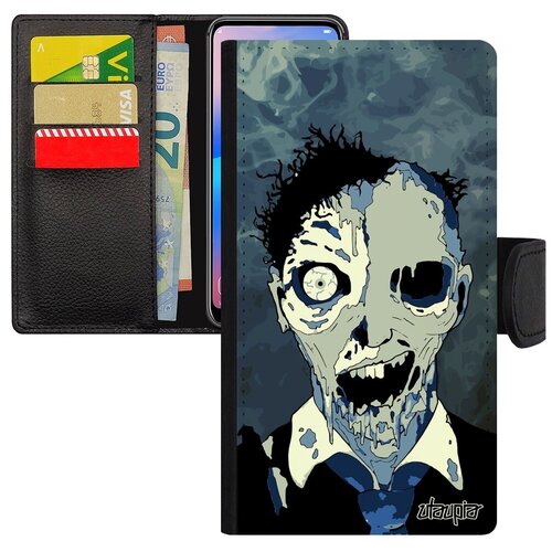 фото Красивый чехол-книжка для мобильного // iphone xr // "зомби" фантазия сплэттер, utaupia, голубой