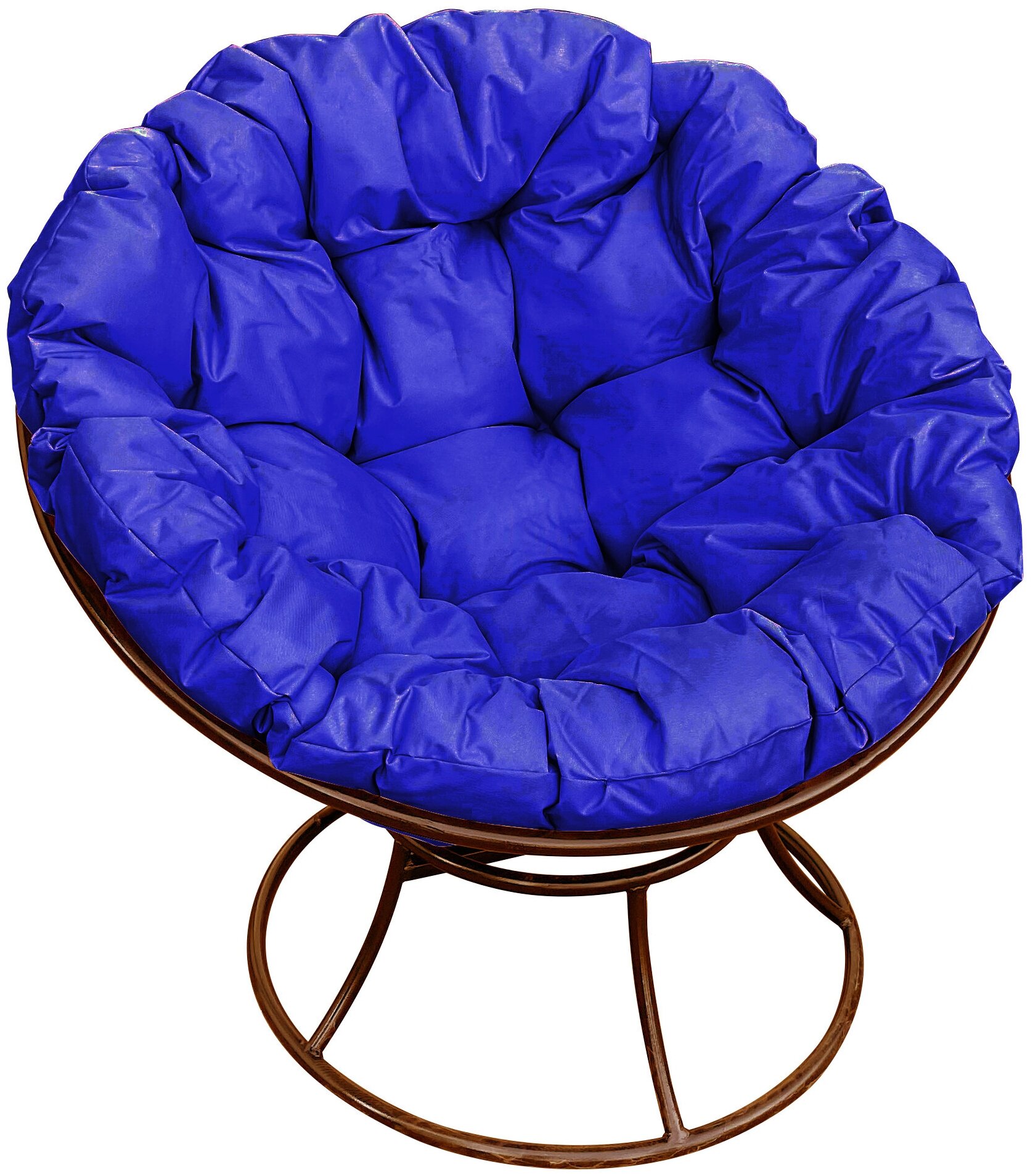 Кресло m-group папасан коричневое, синяя подушка - фотография № 1