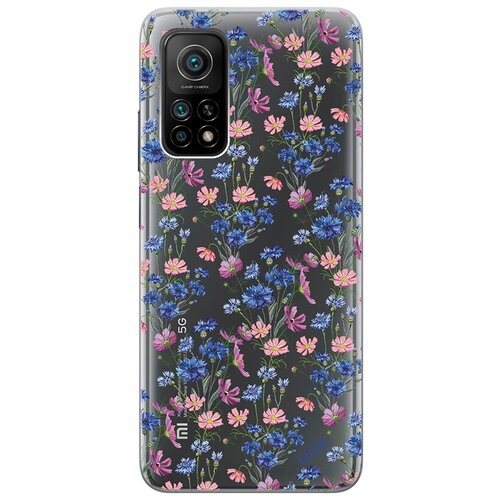 фото Ультратонкий силиконовый чехол-накладка clearview 3d для xiaomi mi 10t с принтом "lovely cornflowers" gosso