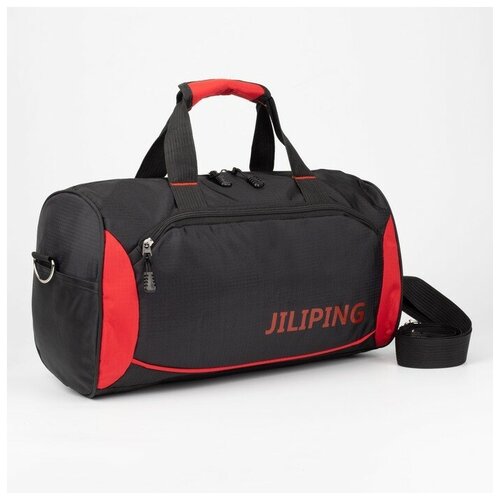 фото Сумка спортивная, отдел на молнии, 3 наружных кармана, длинный ремень, цвет чёрный/красный без бренда