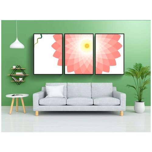 фото Набор модулных постеров для интерьера "геометрический, цветок, вектор" 60x90 см. в тубусе, без рамки lotsprints