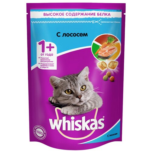 Whiskas сухие подушечки нежный паштет, лосось (1.9 кг) (2 штуки)