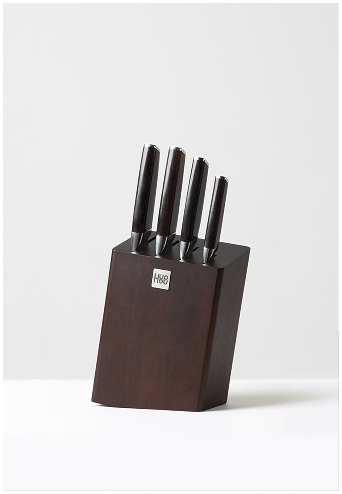Набор стальных ножей (4 ножа + подставка) HuoHou Composite Steel Kitchen Knife Set (HU0033), русская версия, черный
