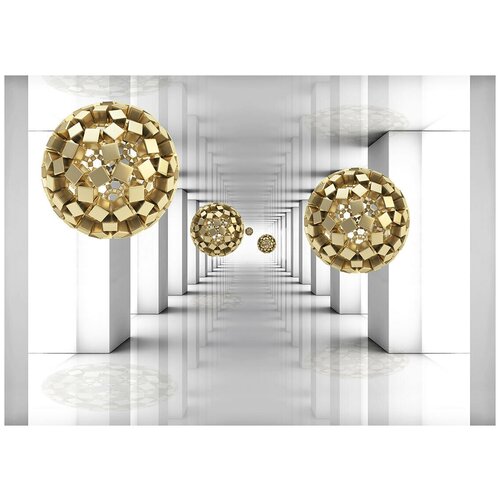Моющиеся виниловые фотообои Золотые шары 3D, 370х265 см