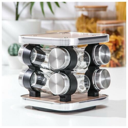 фото Набор для специй «хай-тек», 8 предметов, 17,5×8×18 см, ёмкость, 90 мл, 4×9,5 см mikimarket