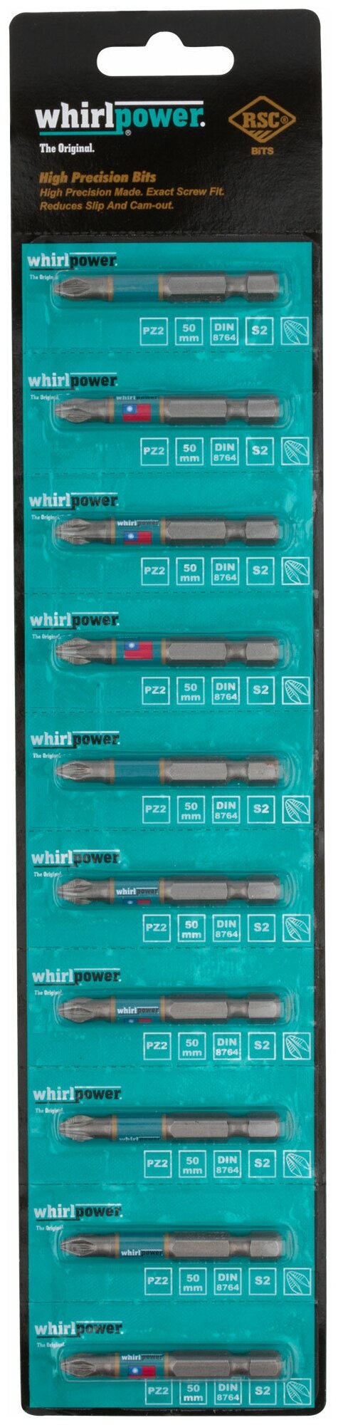 Бита WhirlPower 1/4 крест Pz2 L-50мм RSC 10шт