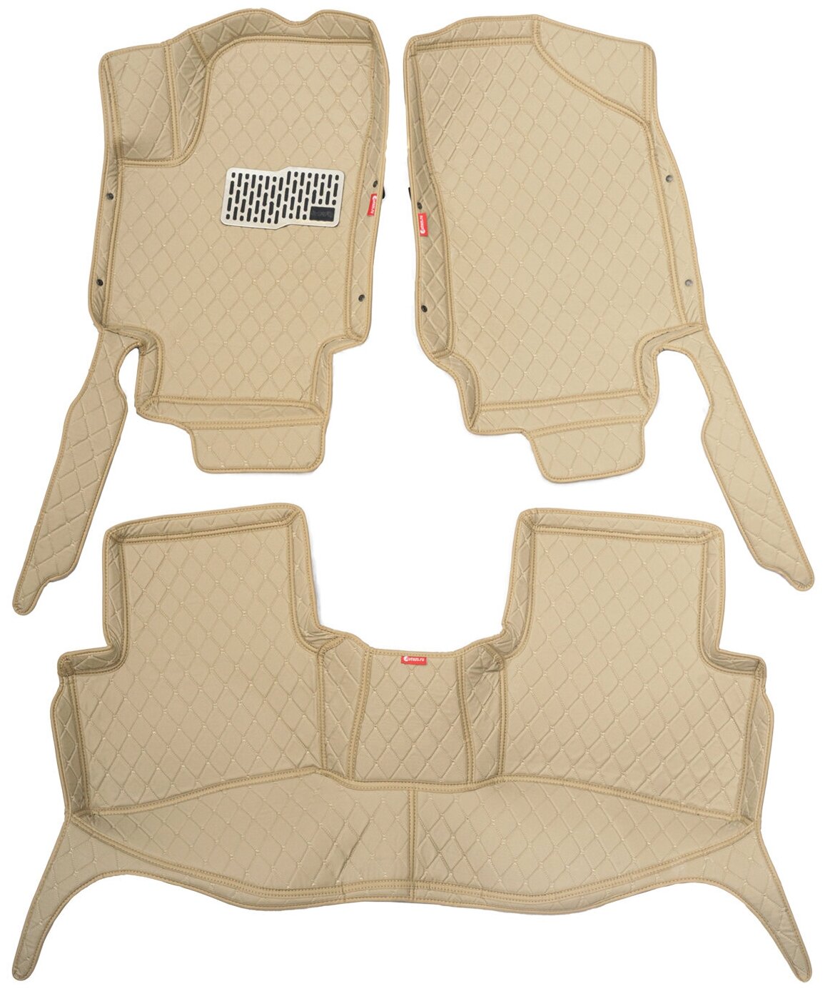 фото Кожаные 3D коврики Autozs Premium для BMW X5 II (E70) (2006-2013) бежевые / БМВ Х5 2 E70) (2006-2013) 3Д ковры в автомобиль