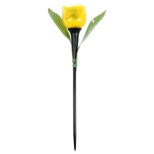 фото Фонарь садовый на солнечной батарее "тюльпан желтый" 30.5 см, d-5 см, 1 led, пластик qwen