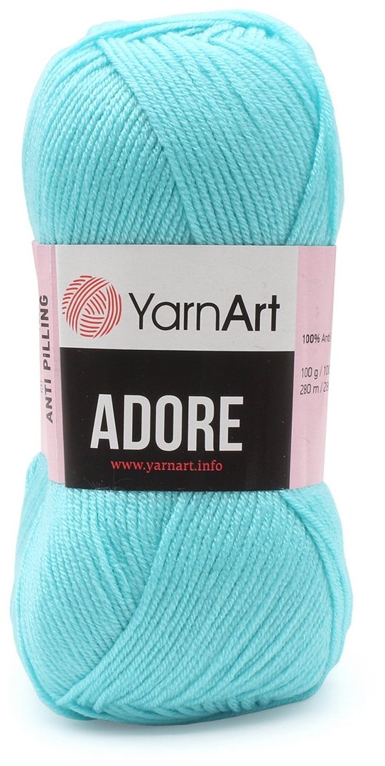 Пряжа YarnArt Adore (Адоре) - 5 мотков 342 св.бирюза, 100% акрил антипиллинг, 100 г 280 м