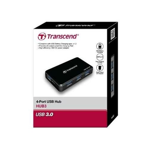 Считыватель карты памяти Transcend Transcend TS-HUB3K USB 3.1 4-Port HUB, USB 3.1 Gen 1 хаб 4 портовый usb type c transcend ts hub2c