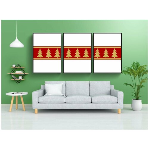 фото Набор модулных постеров для интерьера "рождество, зима, иллюстрация" 60x90 см. в тубусе, без рамки lotsprints