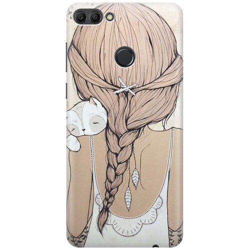 фото Re:paчехол - накладка artcolor для huawei y9 (2018) с принтом "девочка в обнимку с котом"