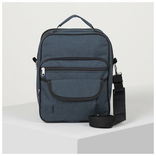 фото Сумка мужская, 2 отдела на молниях, 3 наружных кармана, регулируемый ремень, цвет синий. в наборе 1шт. быстрые птицы
