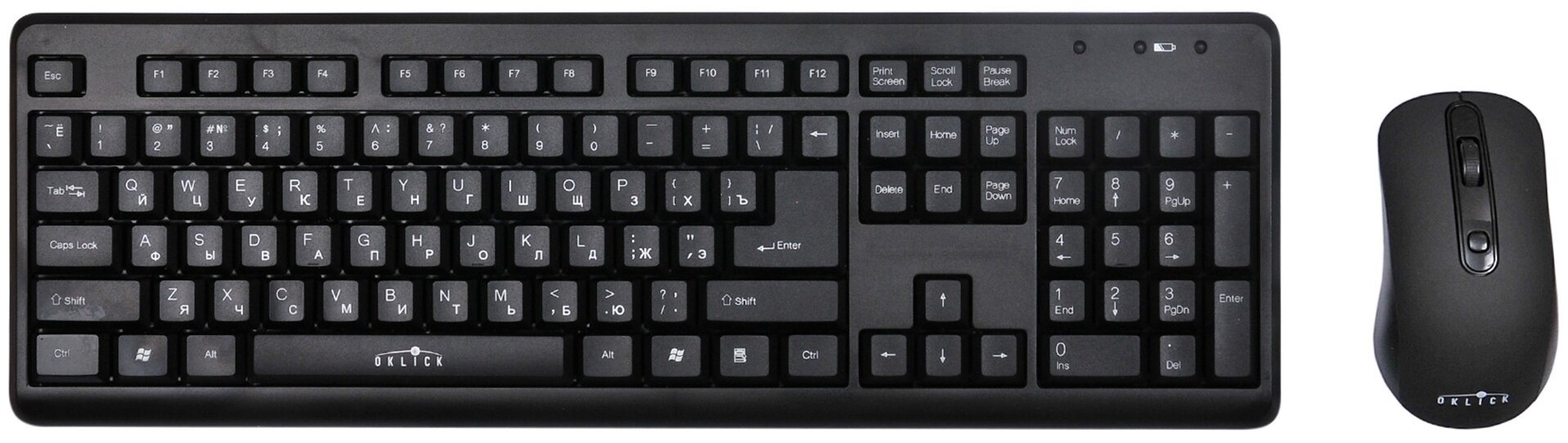 Клавиатура и мышь Wireless Oklick 270M 337455 черные, USB,