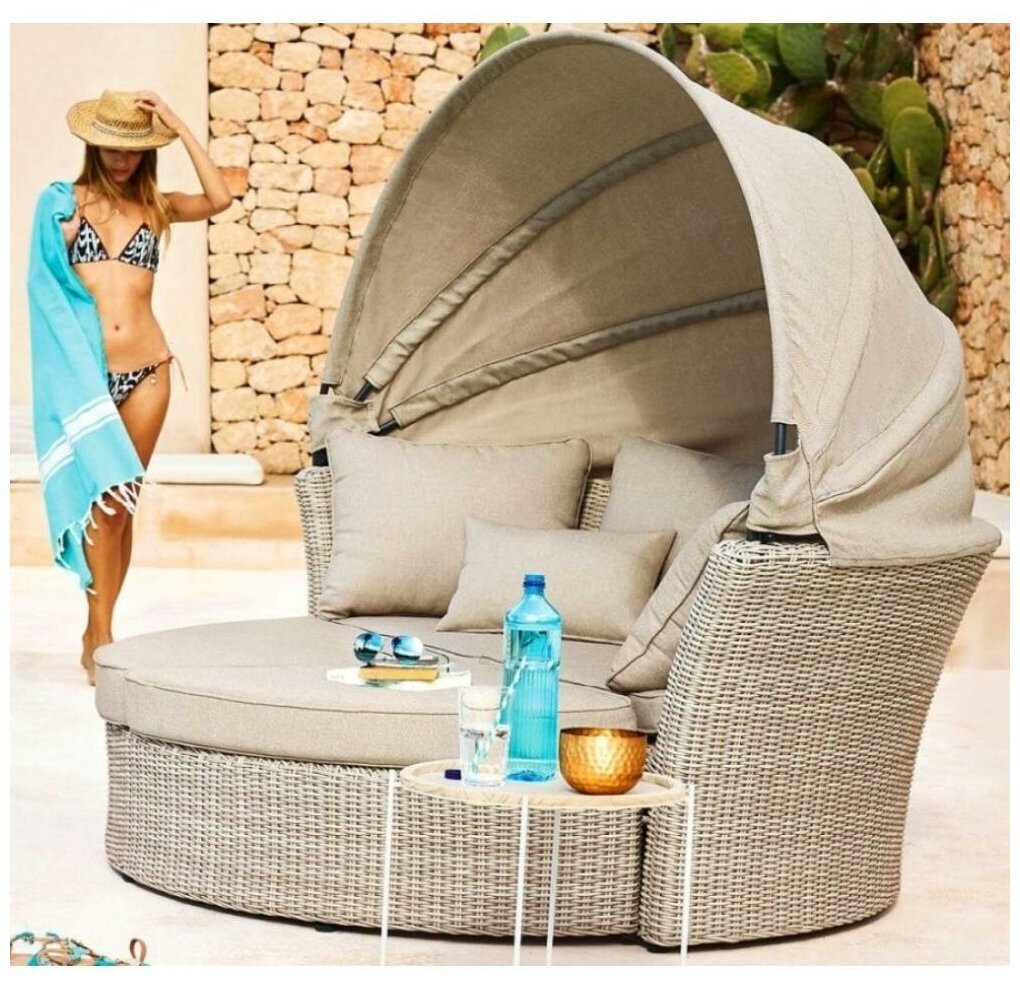 фото Диван-трансформер из искусственного ротанга AFM-325 Бежевый