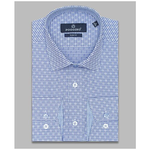 фото Рубашка poggino 5008-18 цвет синий размер 54 ru / xxl (45-46 cm.)