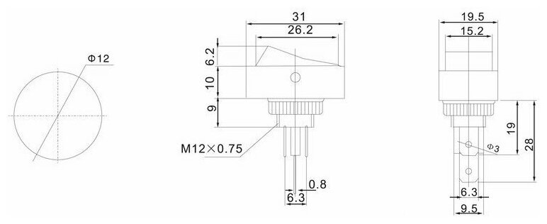 Выключатель-клавиша 12V 30А (3с) ON-OFF черный овал с красной подсветкой REXANT - фотография № 1