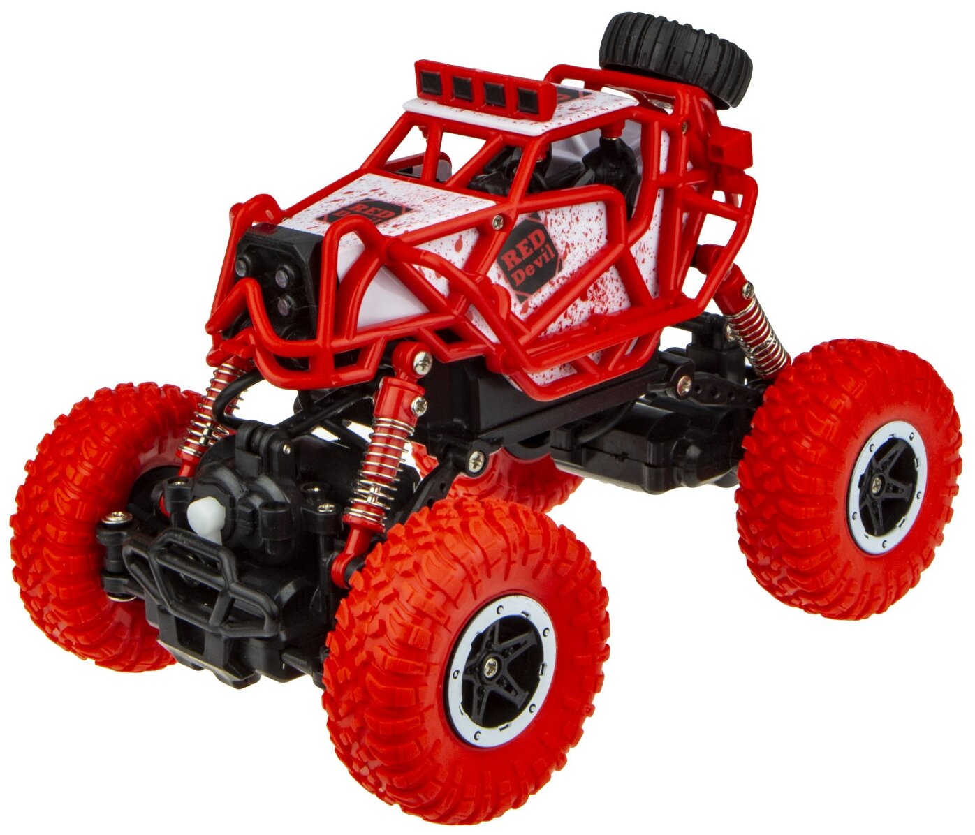 1toy Драйв, раллийная машина бигвил на р/у, 2,4GHz, 4WD, масштаб 1:43, скорость до 14км/ч, курковый пульт, амортизаторы, с АКБ, красно-белый