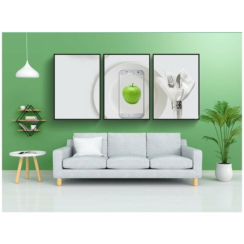 фото Набор модулных постеров для интерьера "диета, добрые намерения, столовые приборы" 60x90 см. в тубусе, без рамки lotsprints