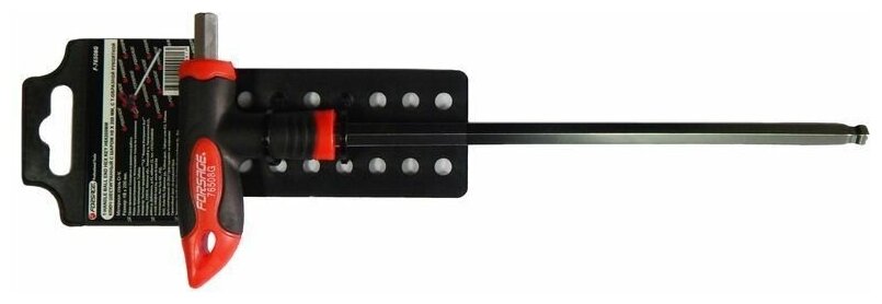 Ключ Т-образный 6-гранный с шаром и прорезиненной рукояткой H2x75мм на пластиковом держателе Forsage F-76502G