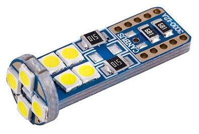 Автолампа диод T10 (W5W) 12V 12 SMD диодов без цоколя 1-конт Белая SKYWAY Салон габариты