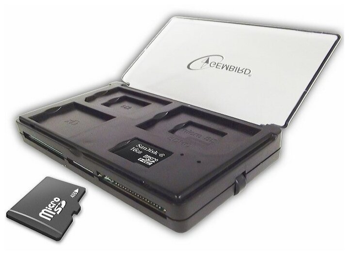 Картридер Gembird CR-614 usb 2.0 CF-XD TF-microSD SD-MMC MS M2 + отсек для хранения карт памяти