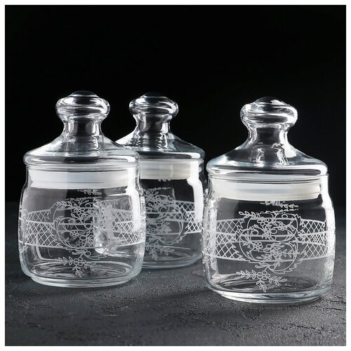фото Набор банок 650 мл с гравировкой "ассоль" 3 шт, в упаковке gidglass
