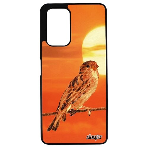 фото Яркий чехол для телефона // xiaomi redmi note 10 pro // "воробей" птичка дизайн, utaupia, серый