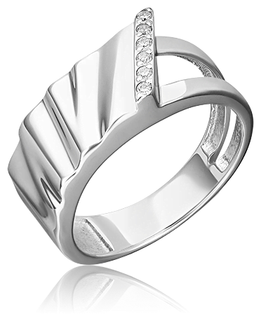Кольцо PLATINA, серебро, 925 проба, родирование, фианит, размер 17.5, серебряный