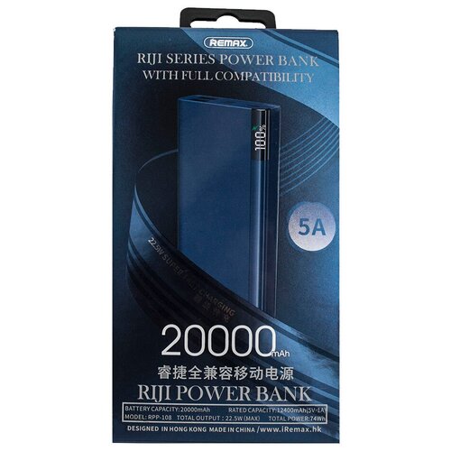 Внешний аккумулятор Remax RPP-108 20000 mAhPower Bank Remax RPP-108голубой 314100₽
