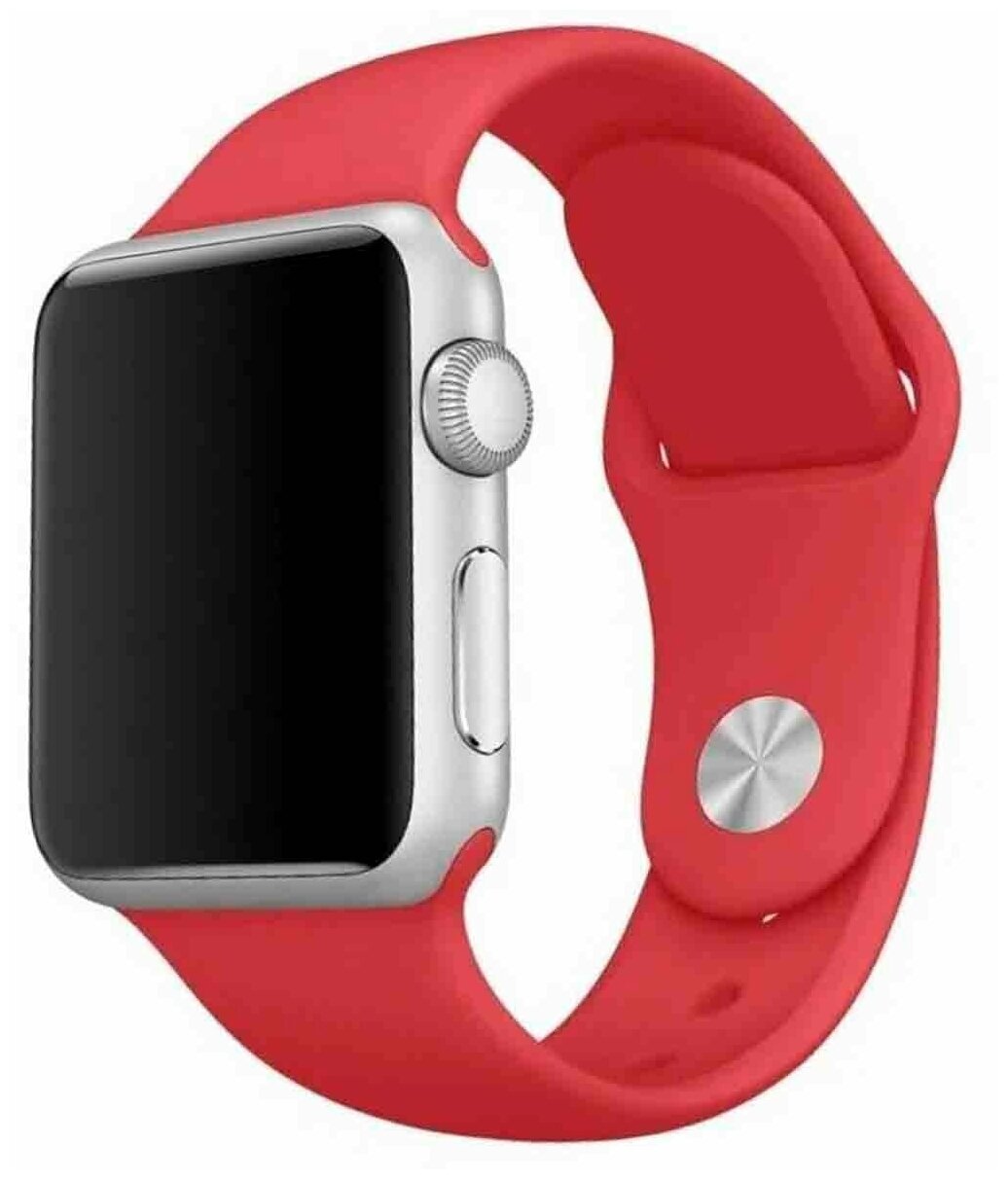 Силиконовый ремешок для смарт часов Apple Watch series 1-7 и Эппл Вотч SE 38 - 41 mm / Cпортивный браслет с застежкой для умных часов Эпл (Rose Red S)