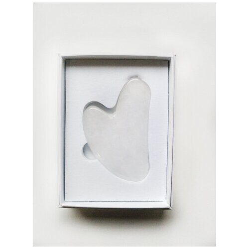 Скребок гуаша сердце (белый нефрит) в подарочной упаковке