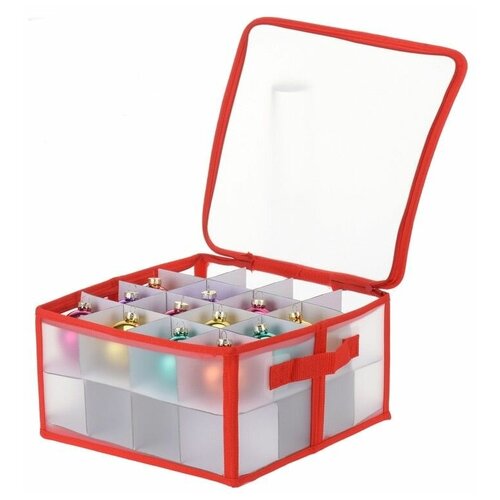 Коробка для хранения ёлочных шаров и игрушек 6 см (на 32 штуки), прозрачная, 30х30х15 см, Koopman International