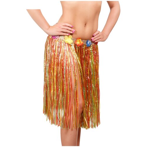 гавайская юбка разноцветная 37см Гавайская юбка Страна Карнавалия, разноцветная