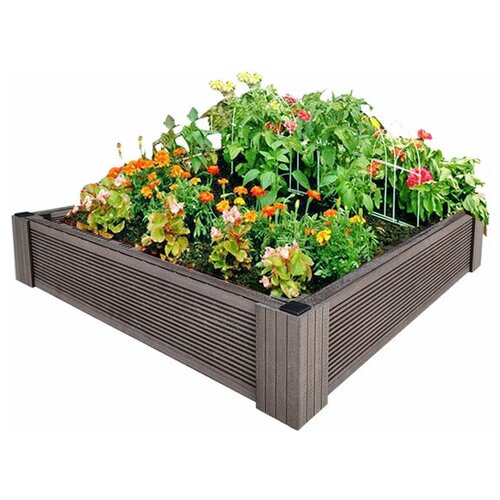 Грядка из ДПК Патио Квадрат 1 ( Теплая грядка ) 14х100х100 см. Углы и борта из ДПК