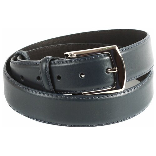 фото Ремень/ремень мужской/натуральная кожа/meyninger/рн-7006/синий/125/цельнокроеный/с пряжкой/подарочная коробка