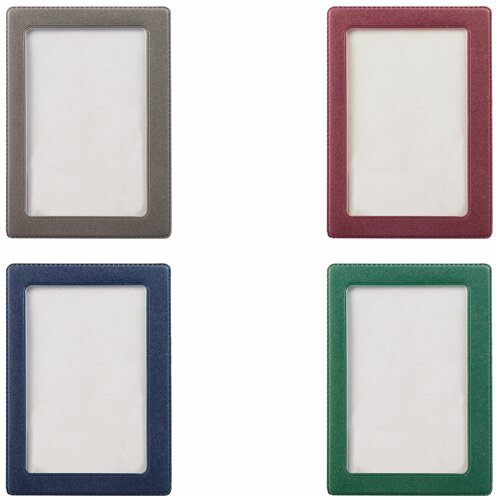 Обложка-карман для проездных документов, карт, пропусков, 105×75 мм, прозрачная, ПВХ, в цветной рамке, ассорти, ДПС, 2862, 5 шт. в заказе