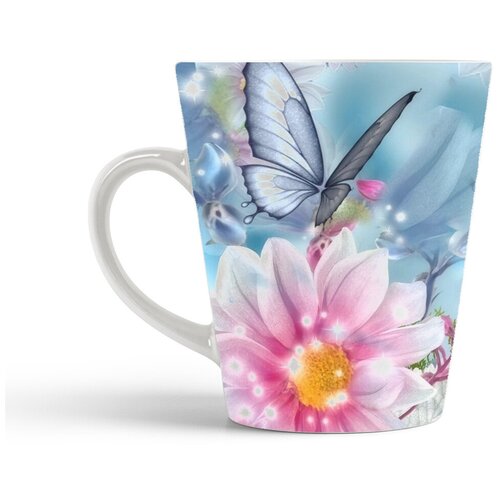 фото Кружка-латте coolpodarok бабочка и цветок 2