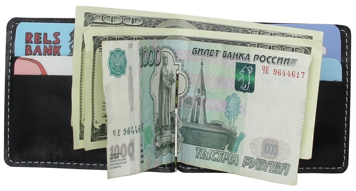 Зажим для купюр RELS, фактура гладкая, черный — фото 1