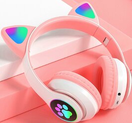 Детские наушники Cat bluetooth Розовые