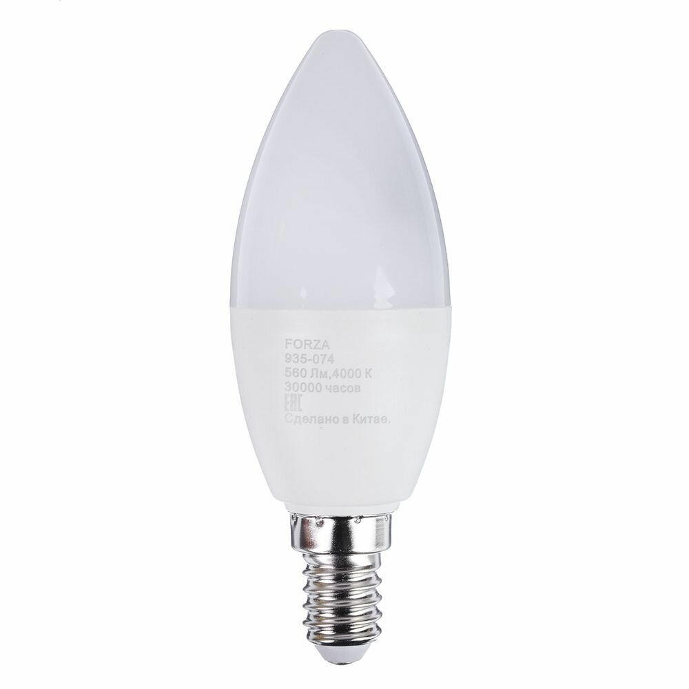 FORZA Лампа светодиодная свеча С37 7W, E14, 560lm 4000К